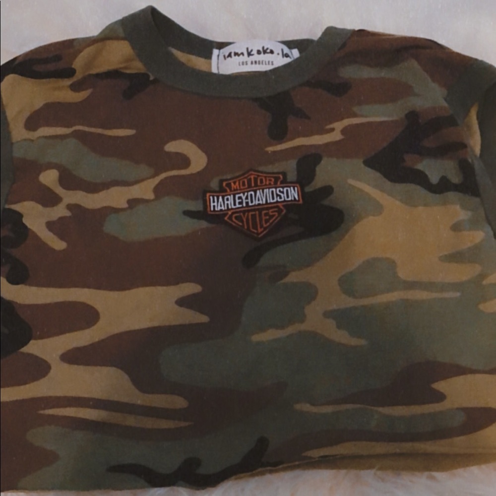 Cropped iamkoko la tank with Harley Davidson patch